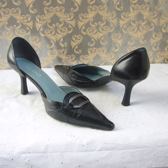 Aldo Shoes Aldo Dorsay Black Leather Kitten Heel Pump 65